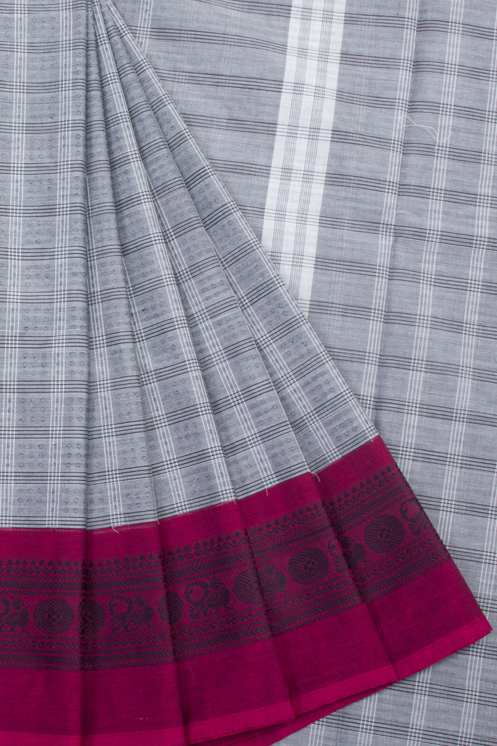 Grey Handloom Kanchi Cotton Saree 