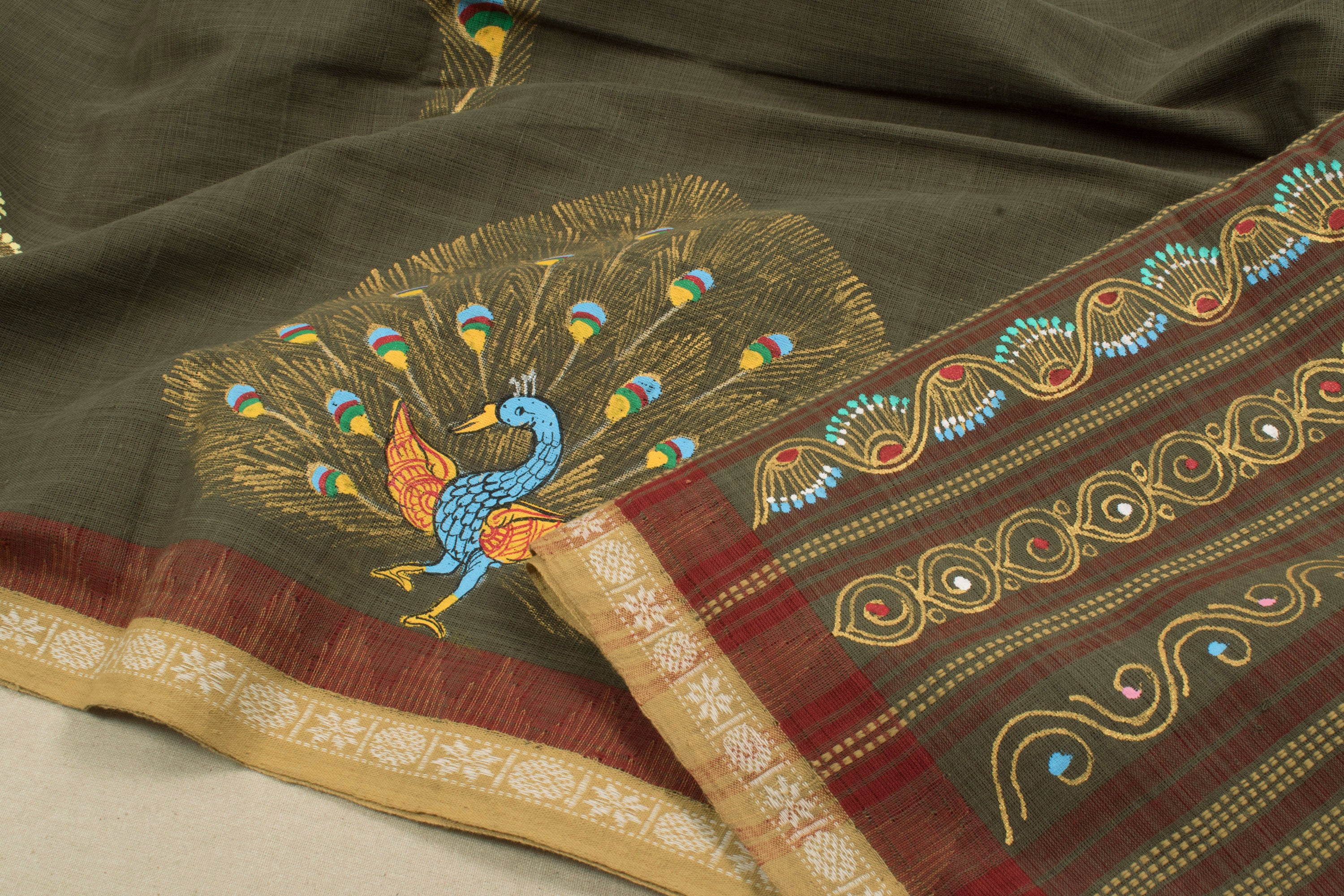 Semi khadi chiffon saree – www.vannamayil.com