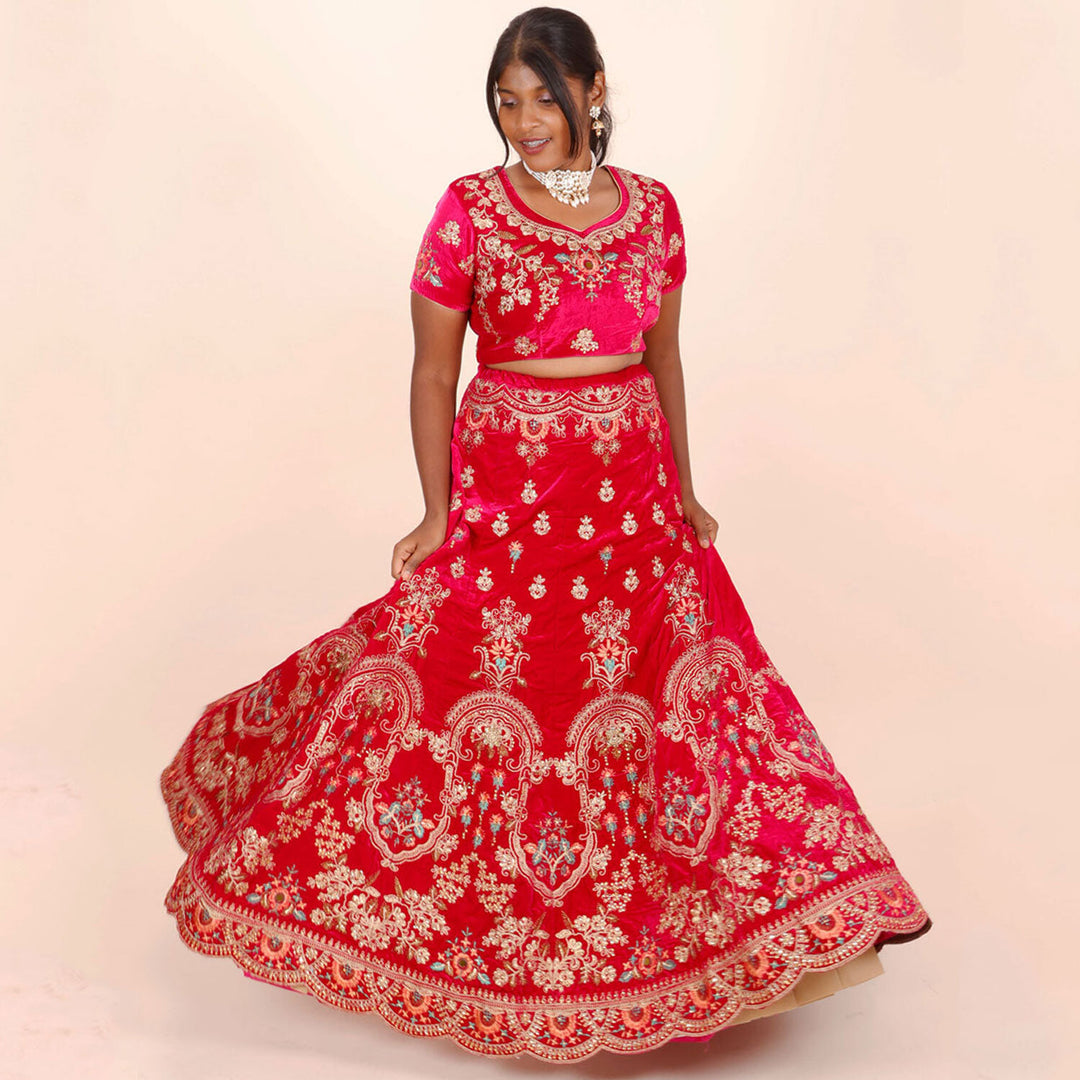 Net Silk Embroidered Lehengas