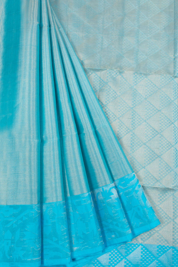 Blue Handloom Kanjivaram Soft Silk Saree