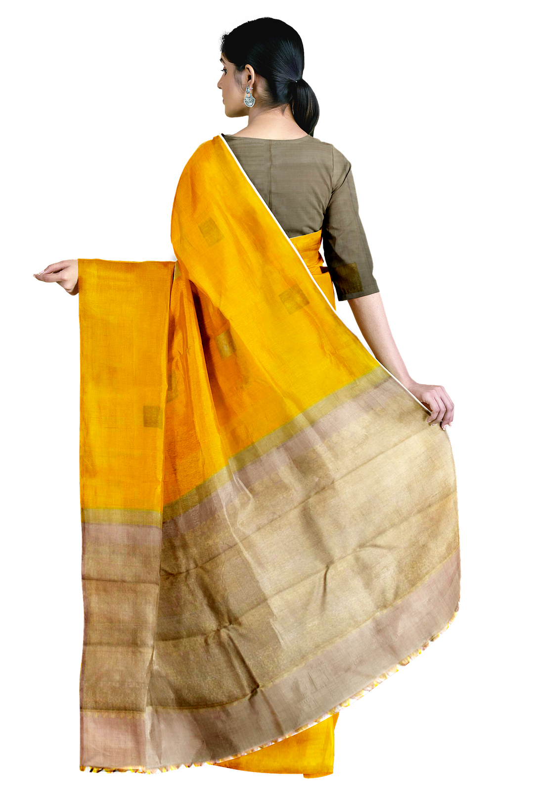 Butterscotch Yellow Handloom Pure Zari Kanjivaram Silk Saree 10063136