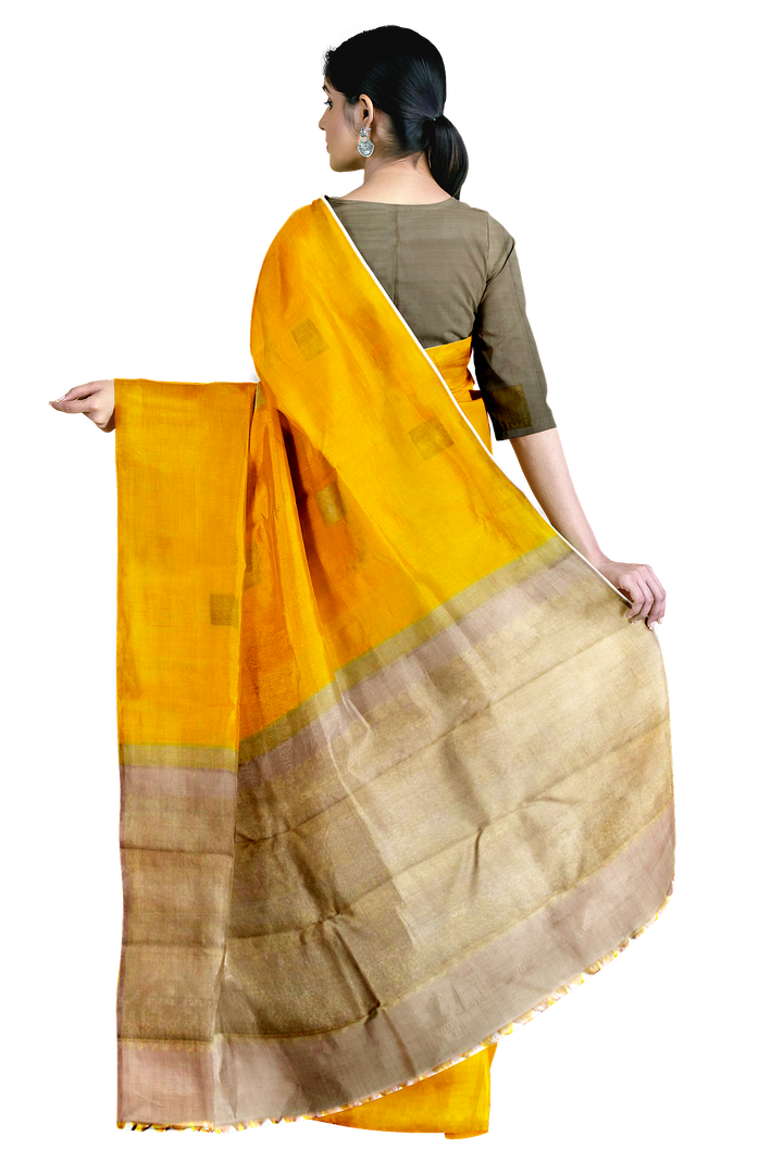 Butterscotch Yellow Handloom Pure Zari Kanjivaram Silk Saree 10063136