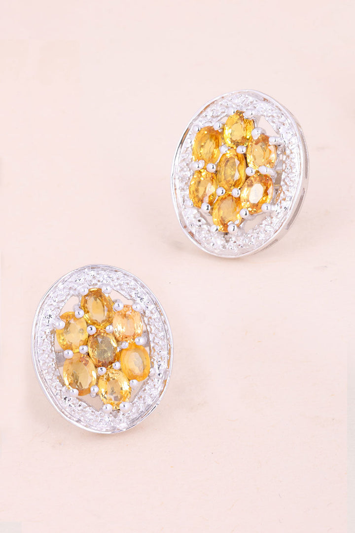 Orange Sapphire Sterling Silver Stud Earring 10067028