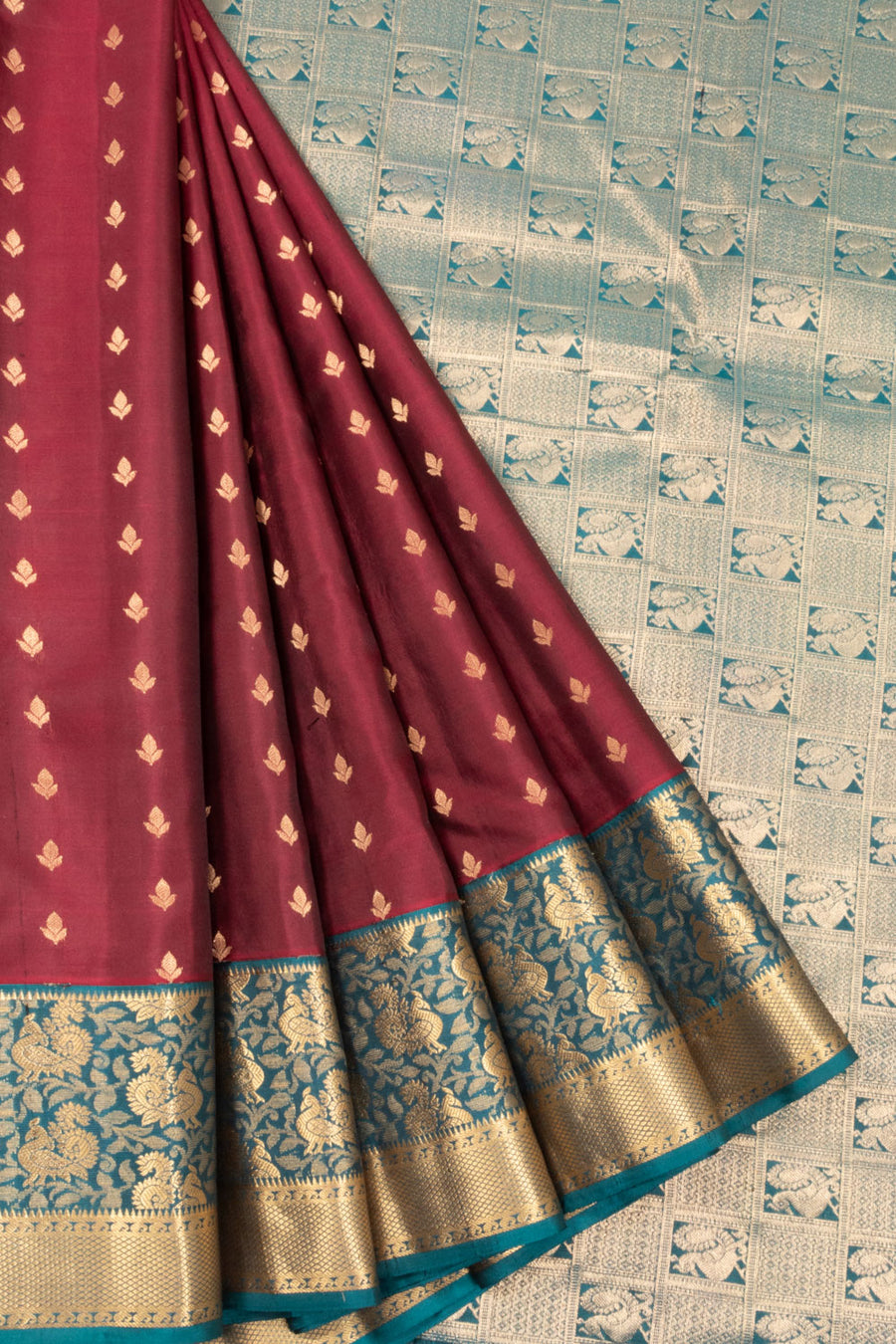 Maroon Pure Silk Kanjivaram Saree 