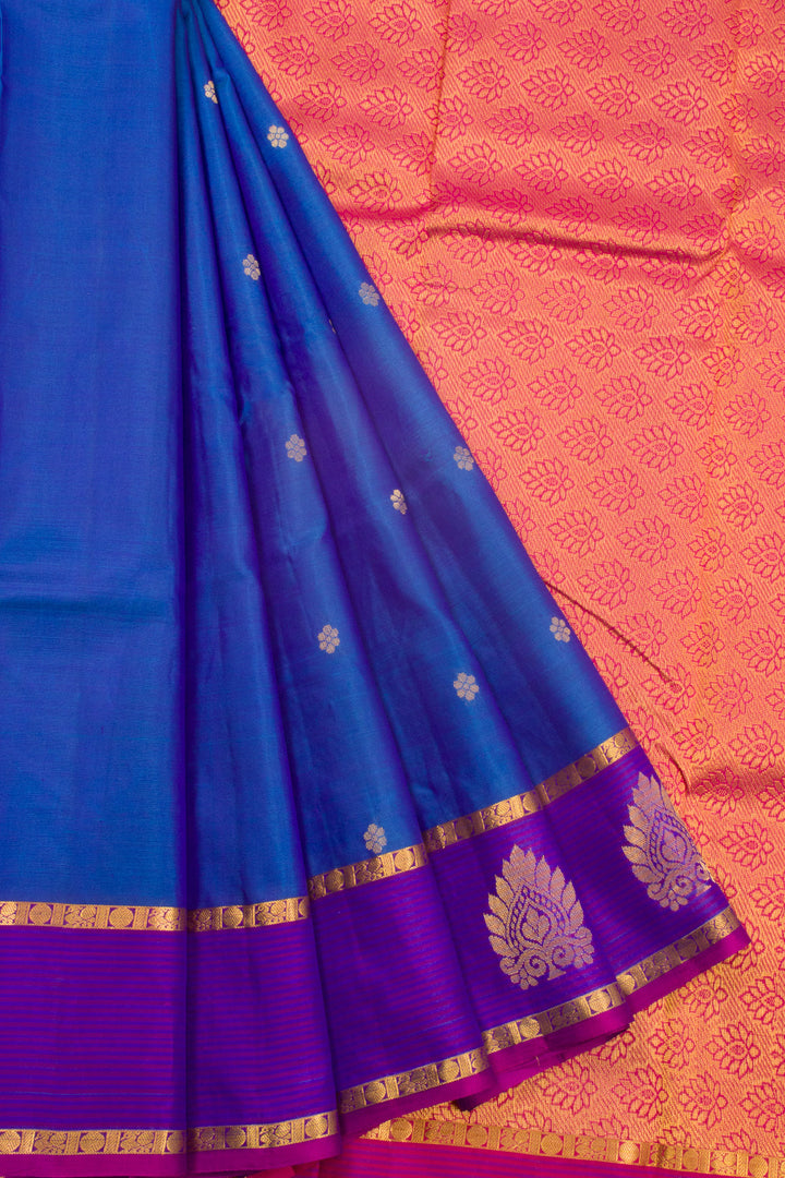 Blue Handloom Kanchipuram Pure Silk Saree 10072853