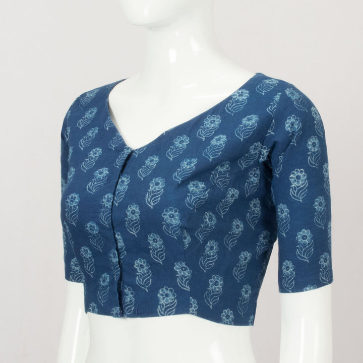 Blue Hand Block Printed Cotton Blouse - Avishya