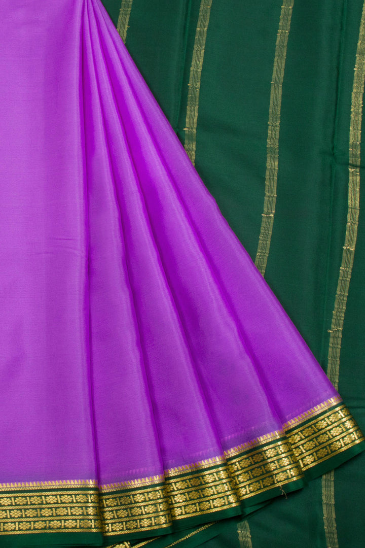 Rich Lilac Purple Mysore Crepe Silk Saree 10062322