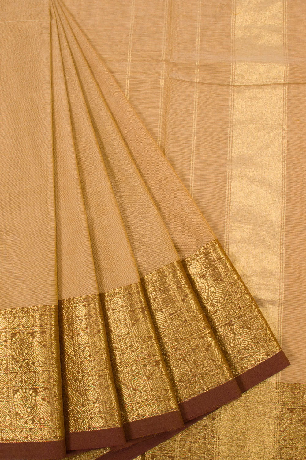 Sand Brown Handwoven Kanchi Cotton Saree 10063451