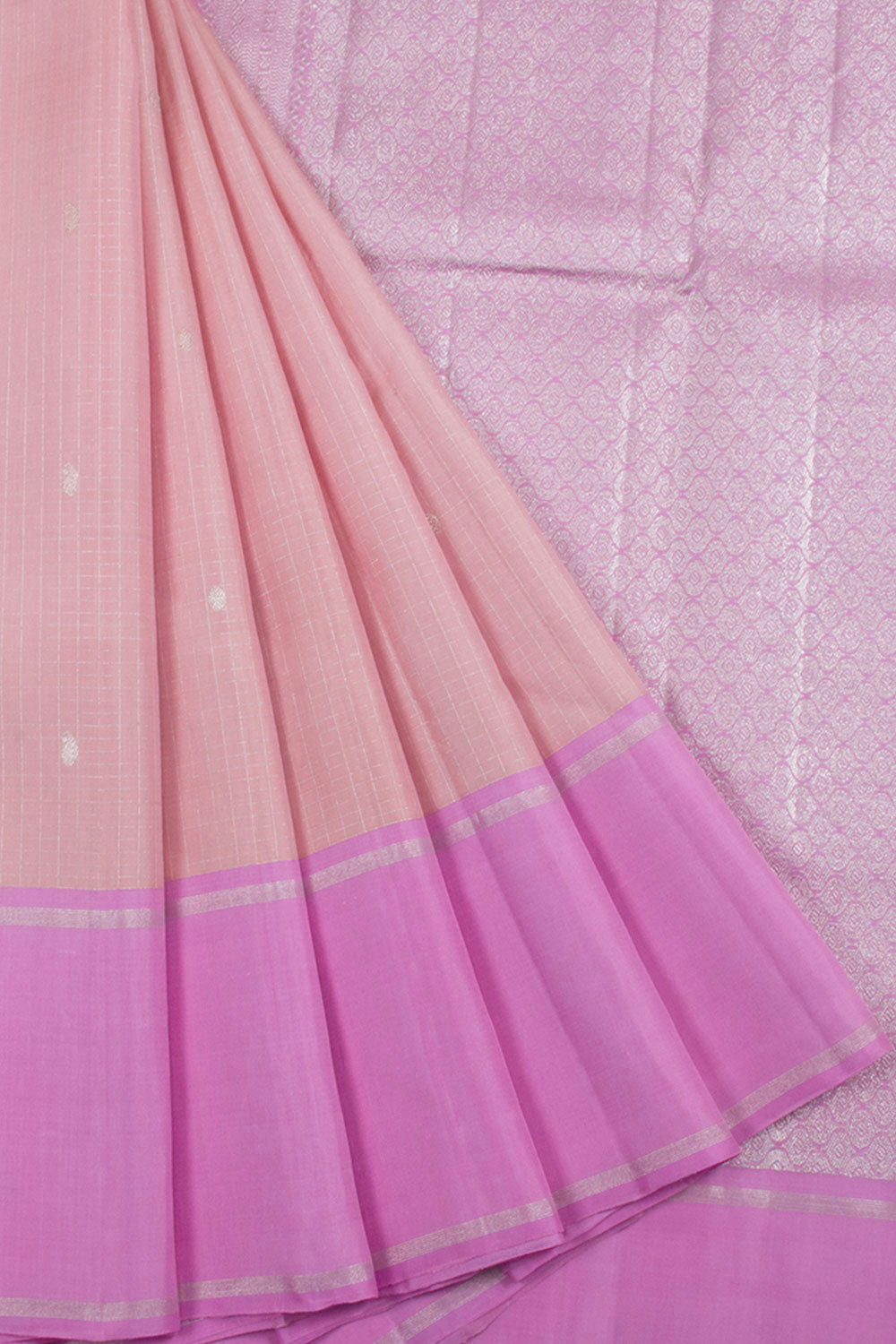 Shell Pink Pure Zari Handloom Kanjivaram Silk Saree 10062489