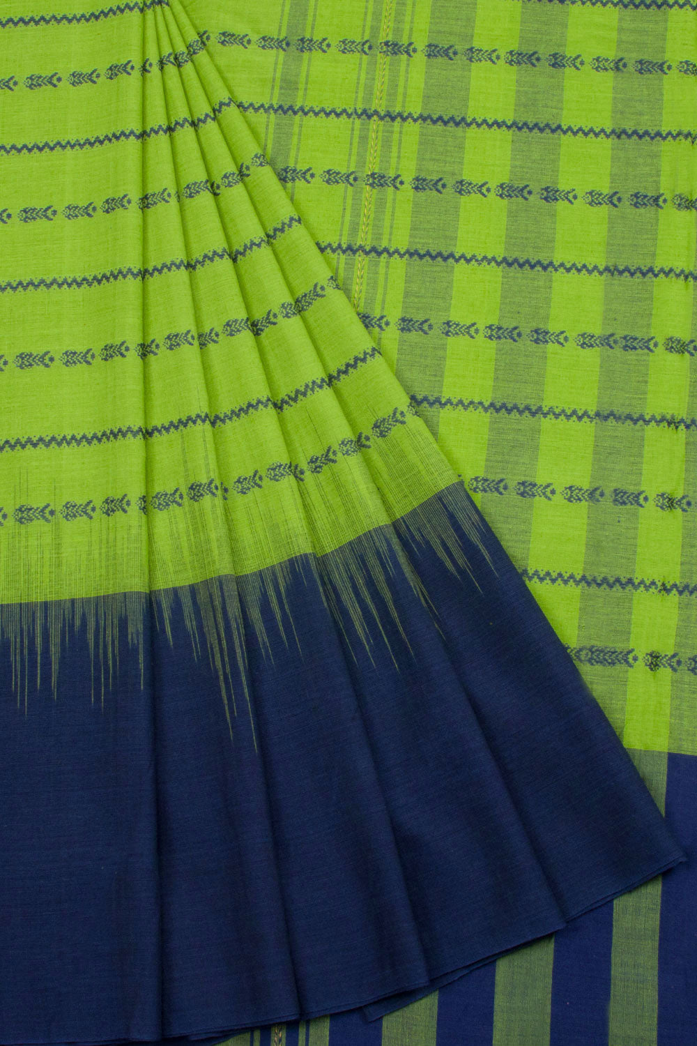 Parrot Green Handloom Dhaniakhali Cotton Saree 10062598