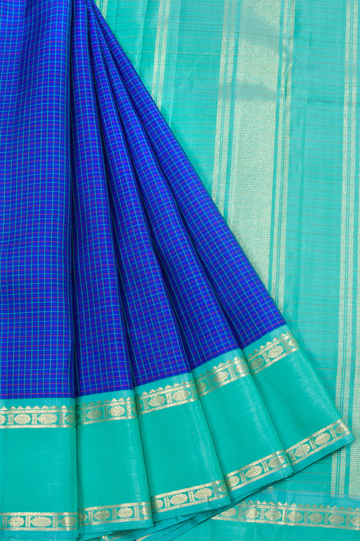 Sapphire Blue Pure Zari Korvai Kanjivaram Silk Saree 10062783