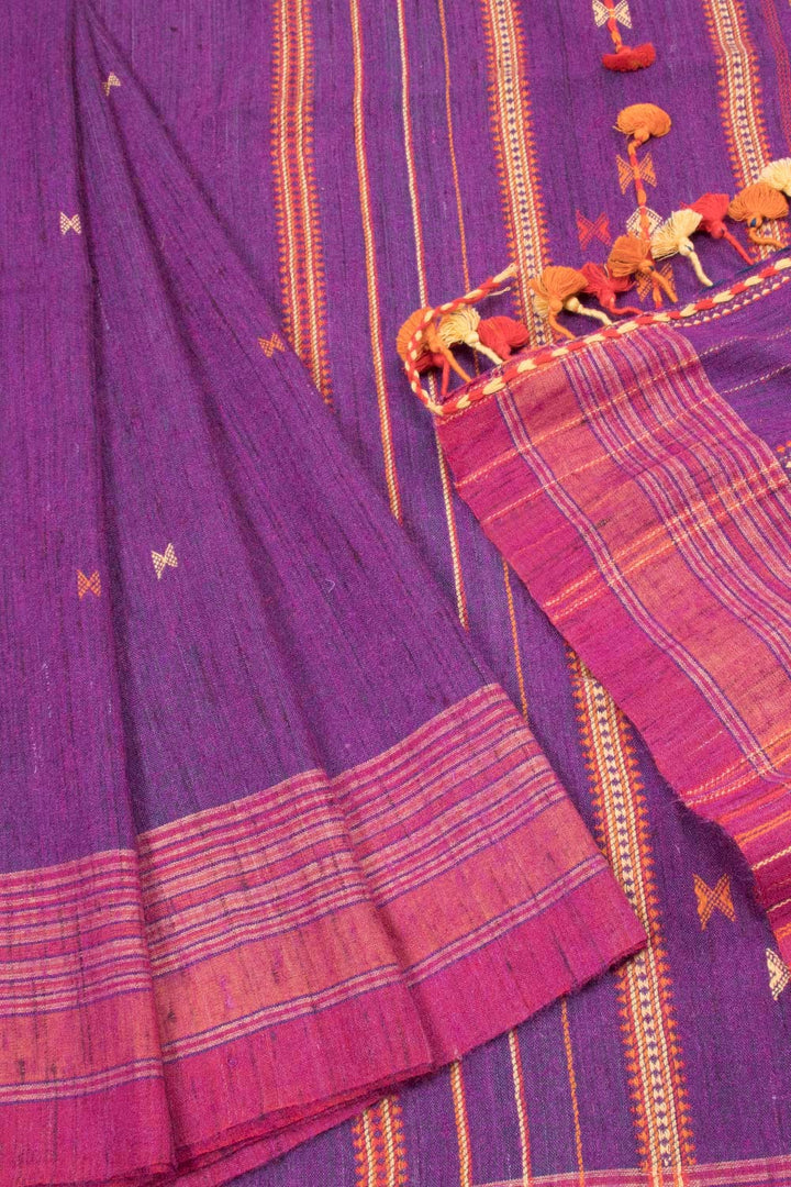 Warm Purple Handloom Bhujodi Kala Cotton Saree 10062882