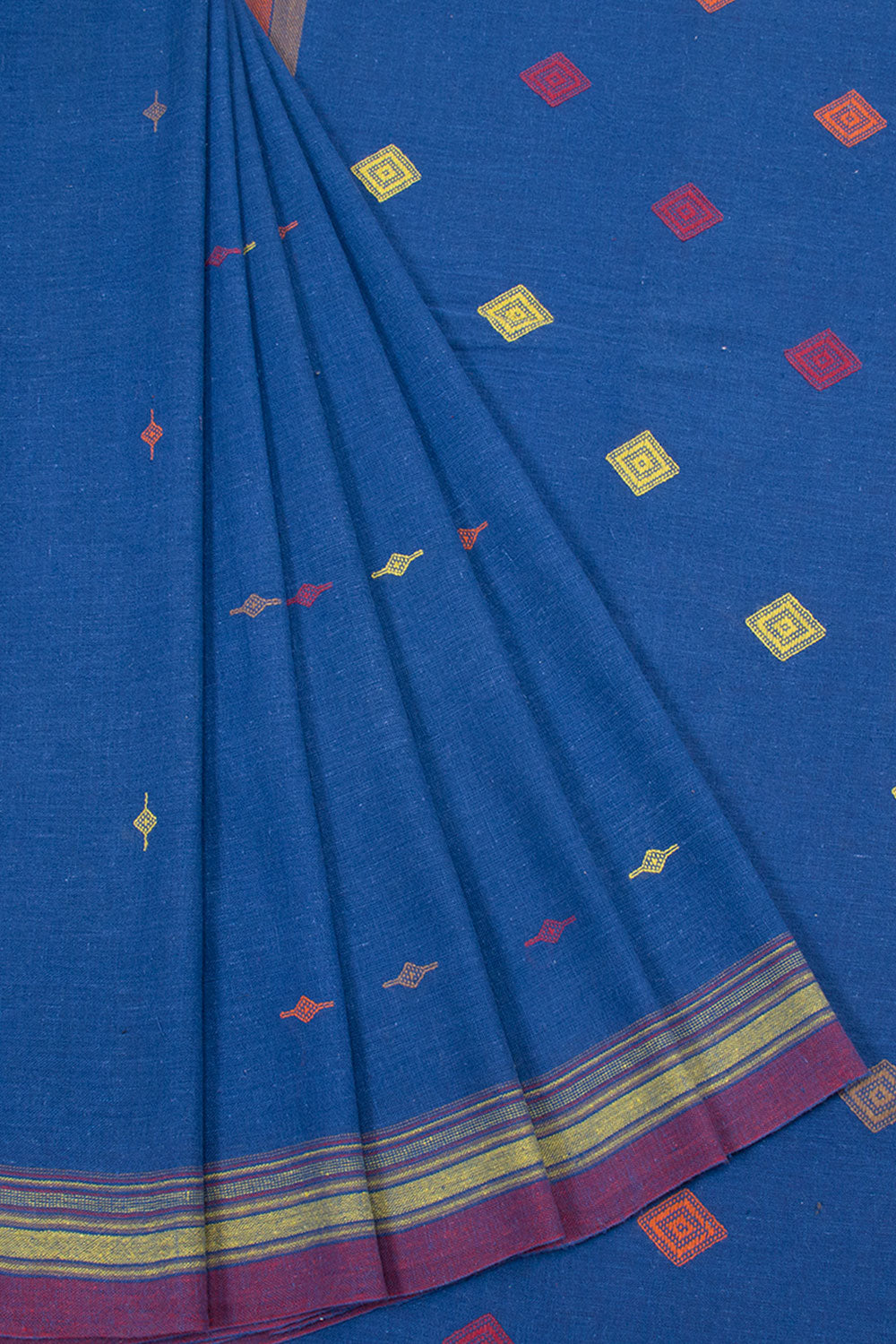 Yale Blue Handloom Bhujodi Kala Cotton Saree 10063041