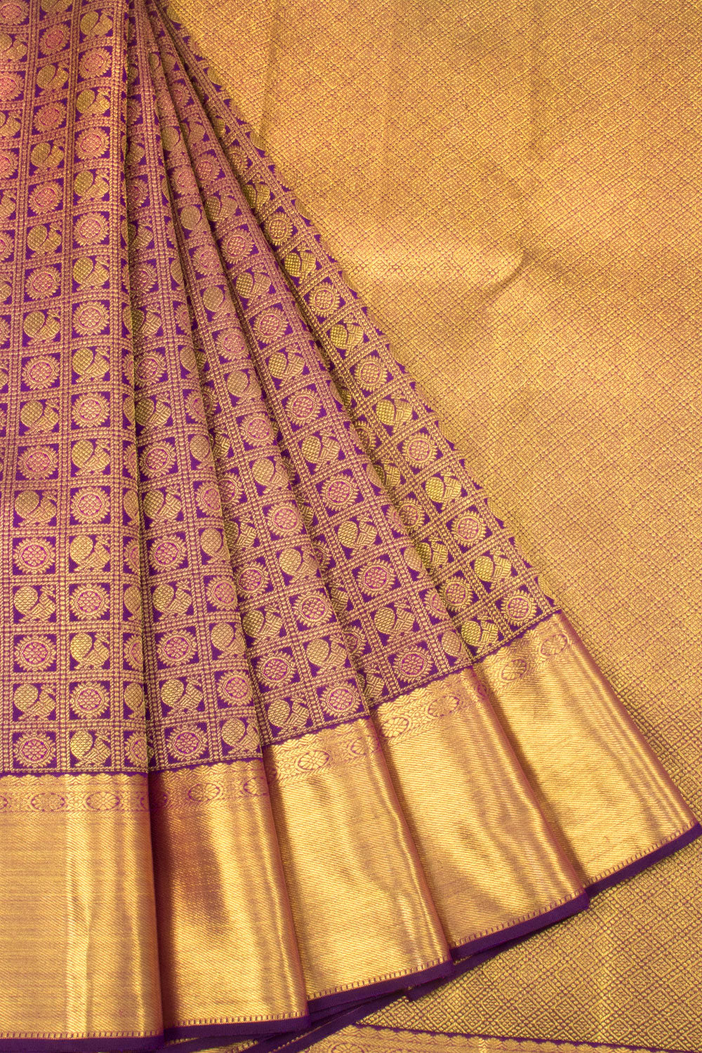 Velvet Violet Pure Zari Bridal Kanjivaram Silk Saree 10063056