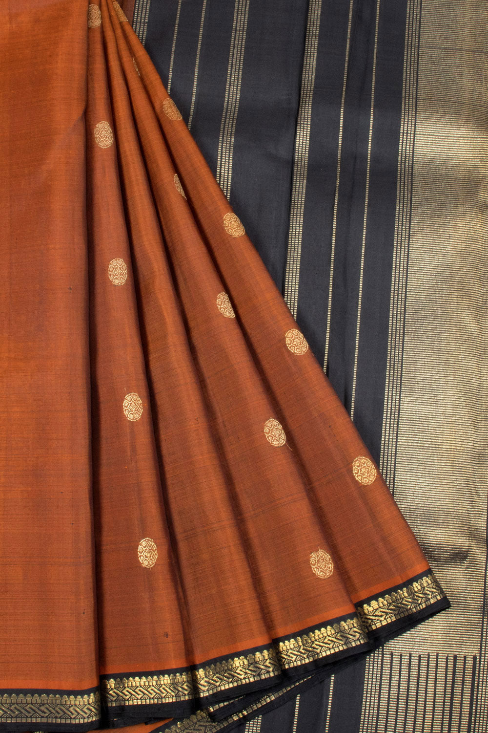 Sienna Brown Pure Zari Kanjivaram Silk Saree 10063352