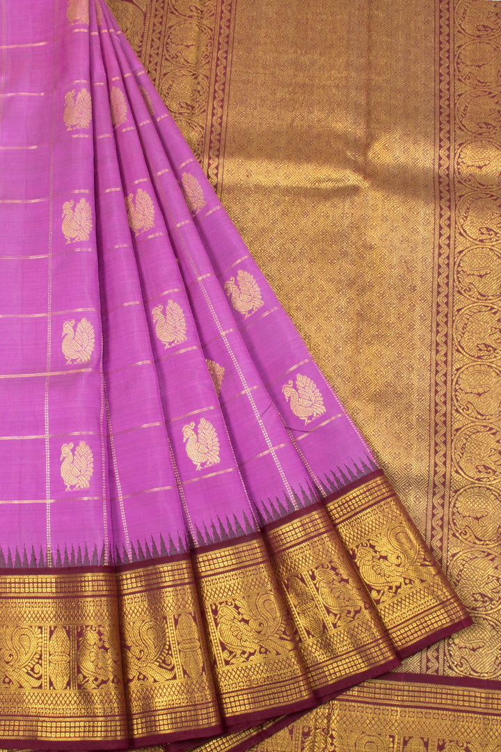 Persian Pink Pure Zari Bridal Korvai Kanjivaram Silk Saree 10063379