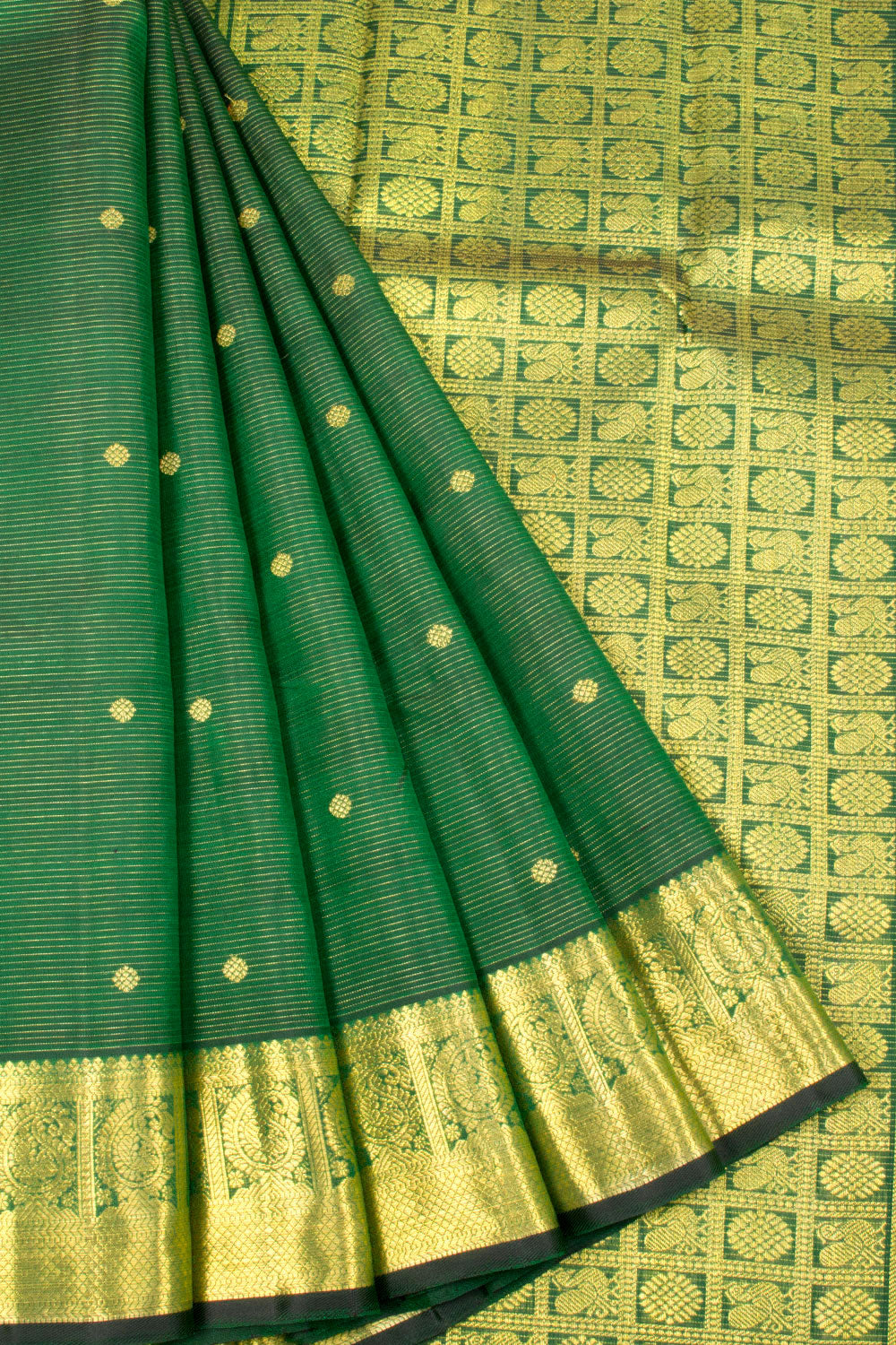 Bottle Green Pure Zari  Kanjivaram Silk Saree 10063398