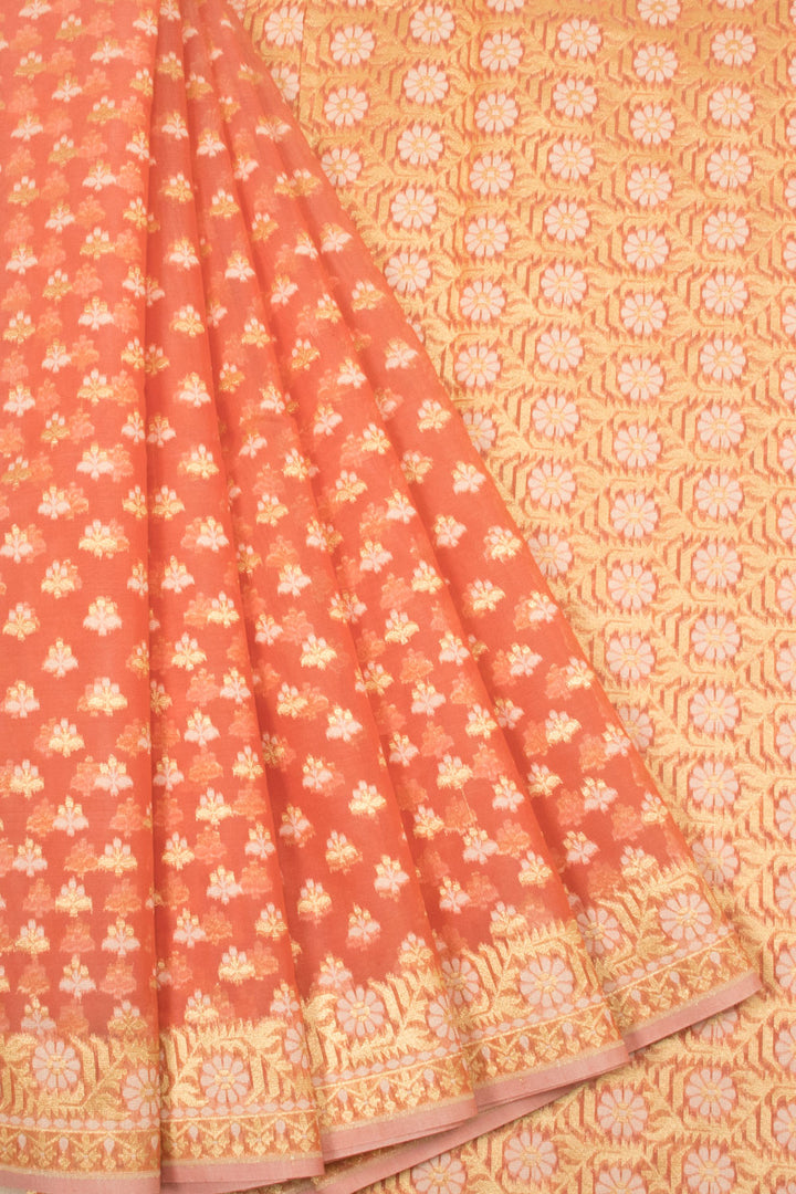 Orange Handloom Banarasi Cotton Saree - Avishya