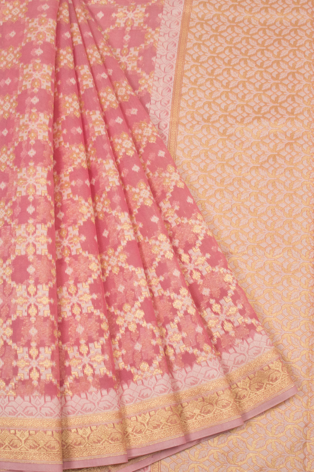 Pink Handloom Banarasi Cotton Saree - Avishya