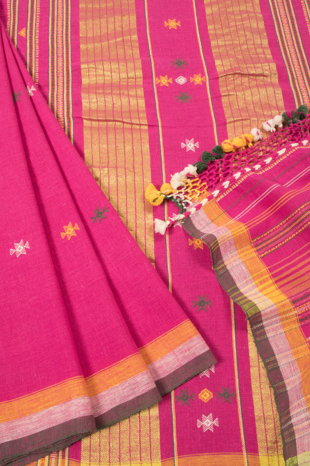 Red Handloom Bhujodi Kala Cotton Saree - Avishya