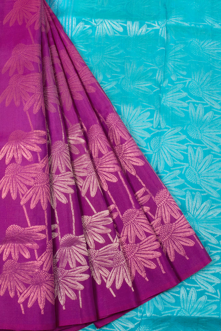 Purple Handloom Kanjivaram Soft Silk Saree