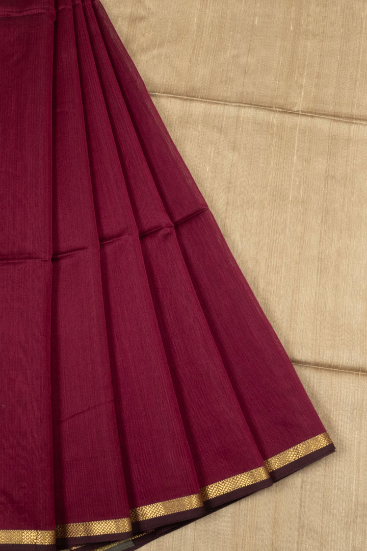 Maroon Handloom Maheshwari Silk Cotton Saree - Avishya