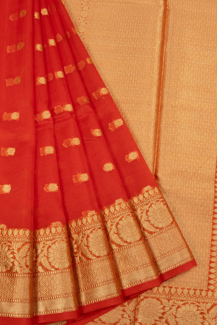 Red  Banarasi Organza Viscose Saree - Avishya