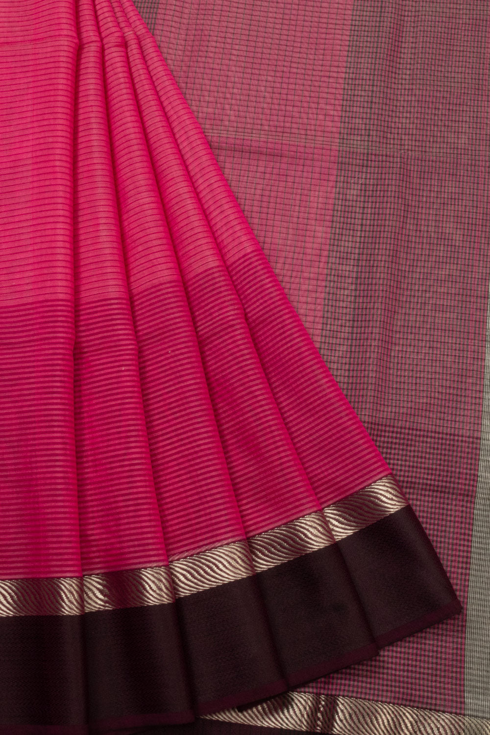 Pink Handloom Maheshwari Silk Cotton Saree | Avishya.com