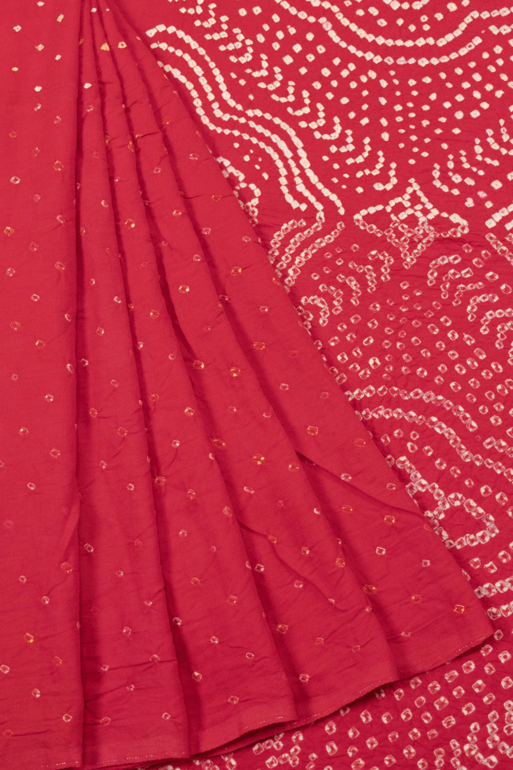 Red Handcrafted Bandhani Cotton Saree - Avishya