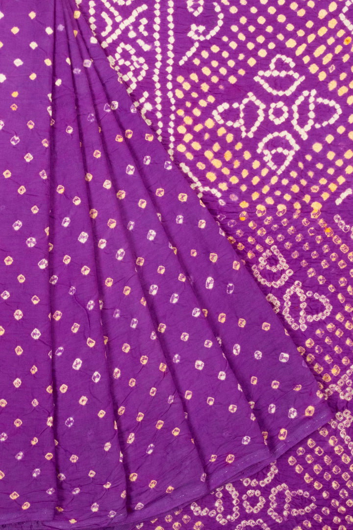 Purple Handcrafted Bandhani Cotton Saree - Avishya