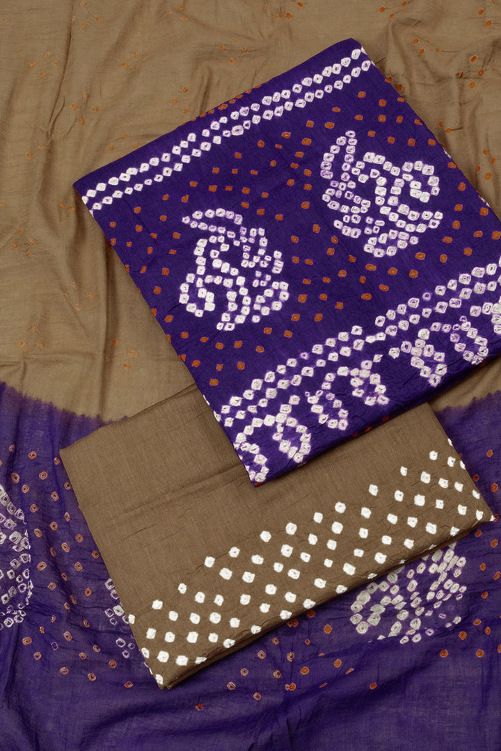 Violet Bandhani Cotton 3-Piece Salwar Suit Material - Avishya