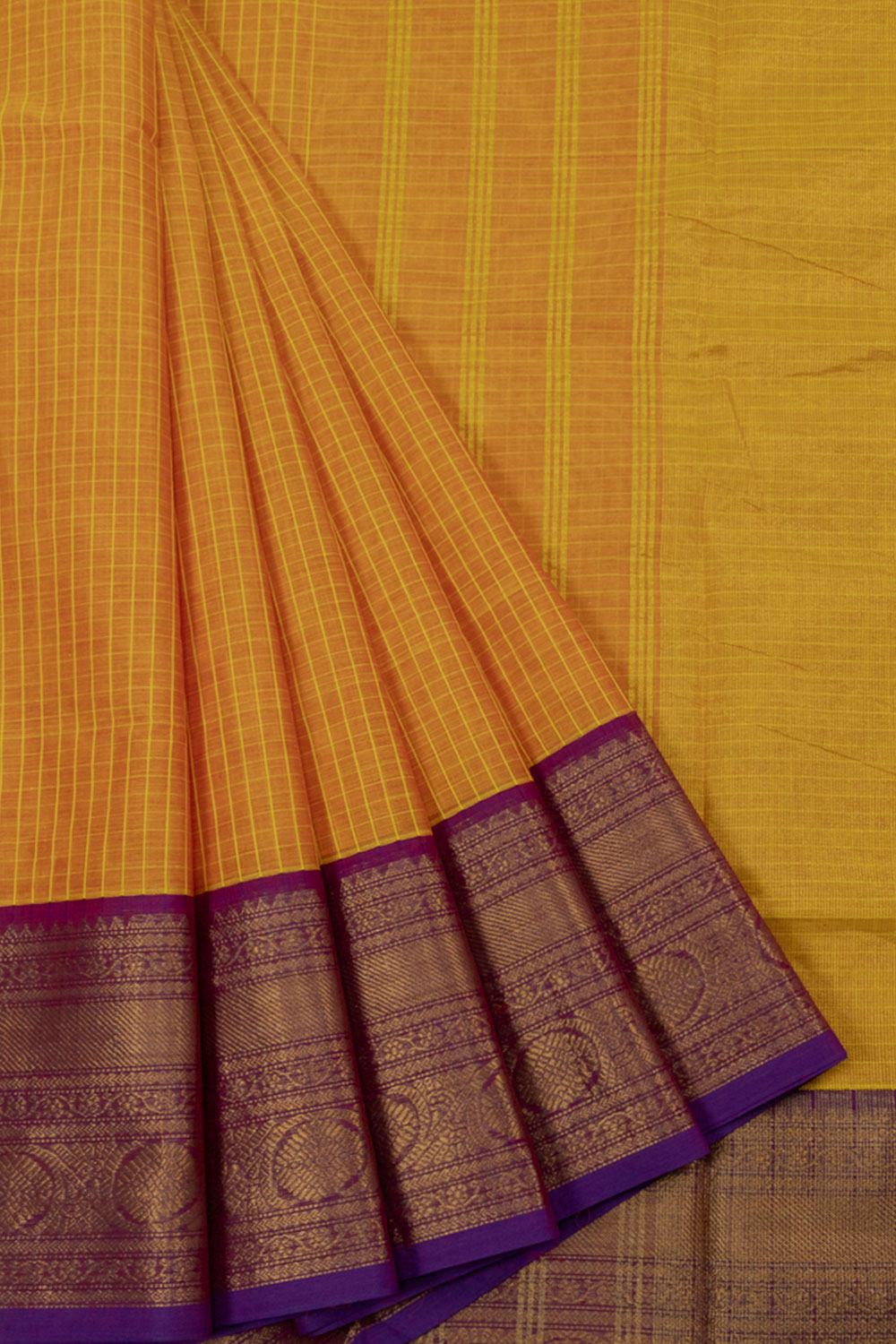 Yellow Handloom Chettinad Cotton Saree - Avishya