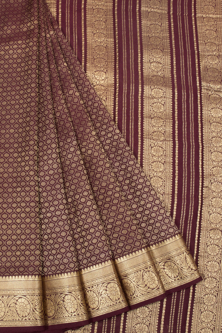 Dark Wine Mysore Crepe Silk Saree  - 10064310