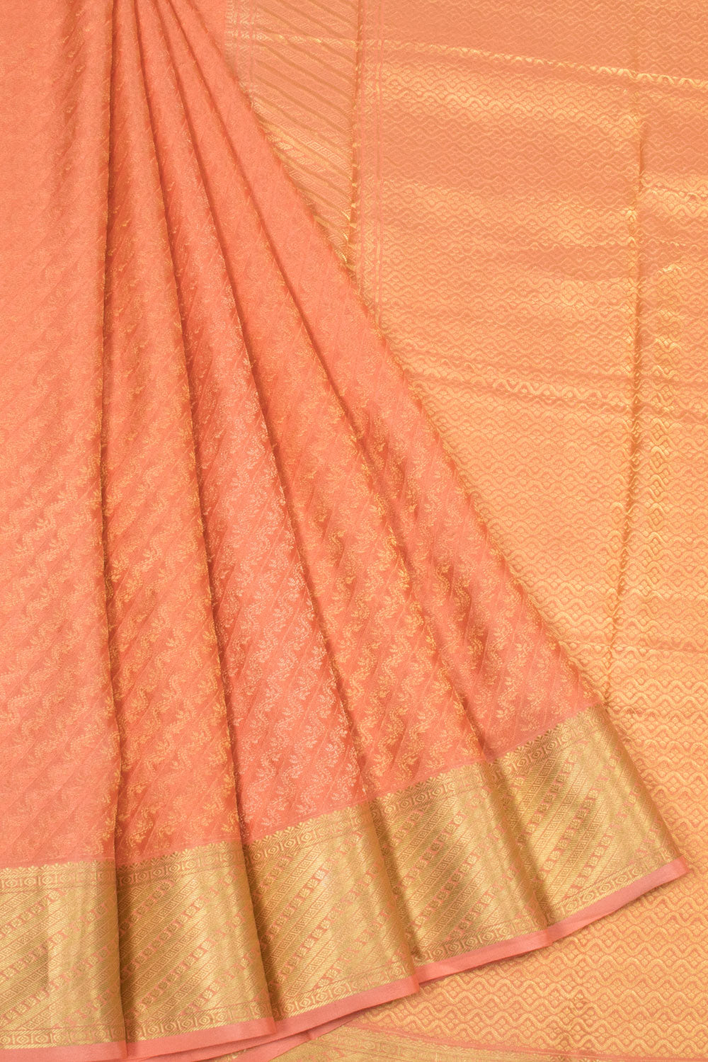 Peach Mysore Crepe Silk Saree -Avishya