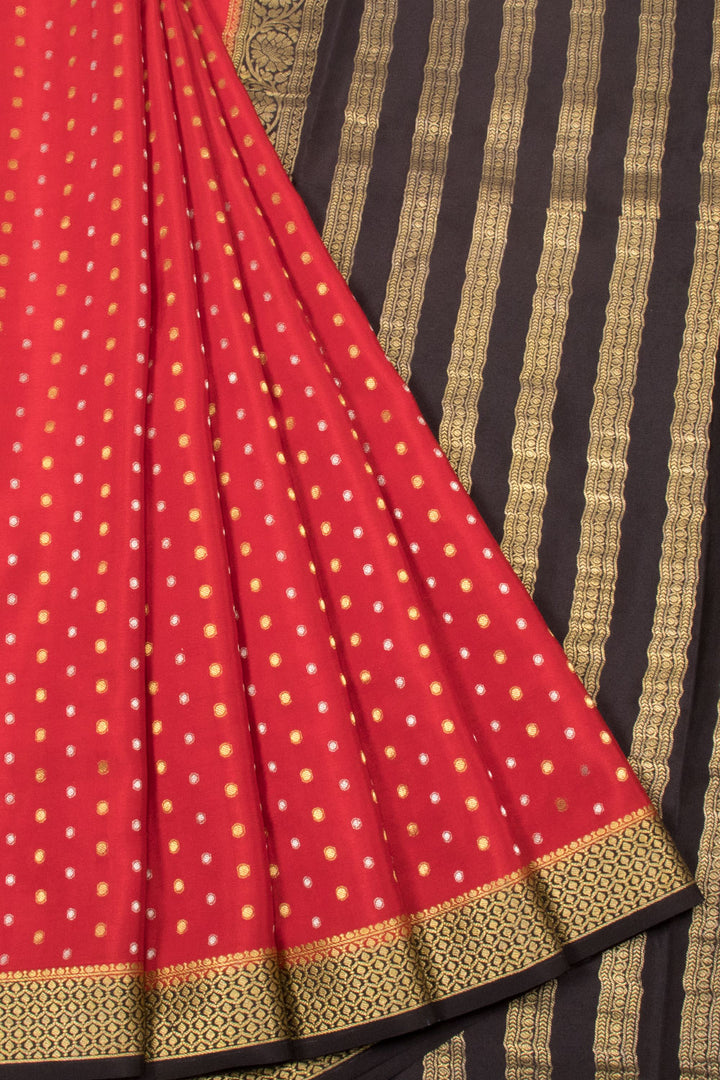 Red Mysore Crepe Silk Saree