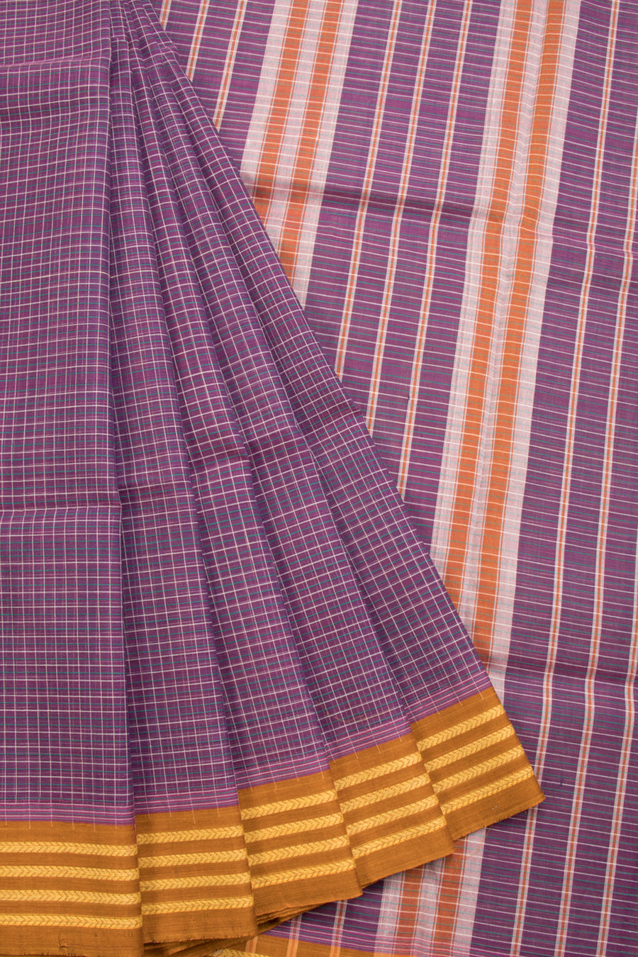 Purple Handloom Narayanpet Cotton Saree Without Blouse 