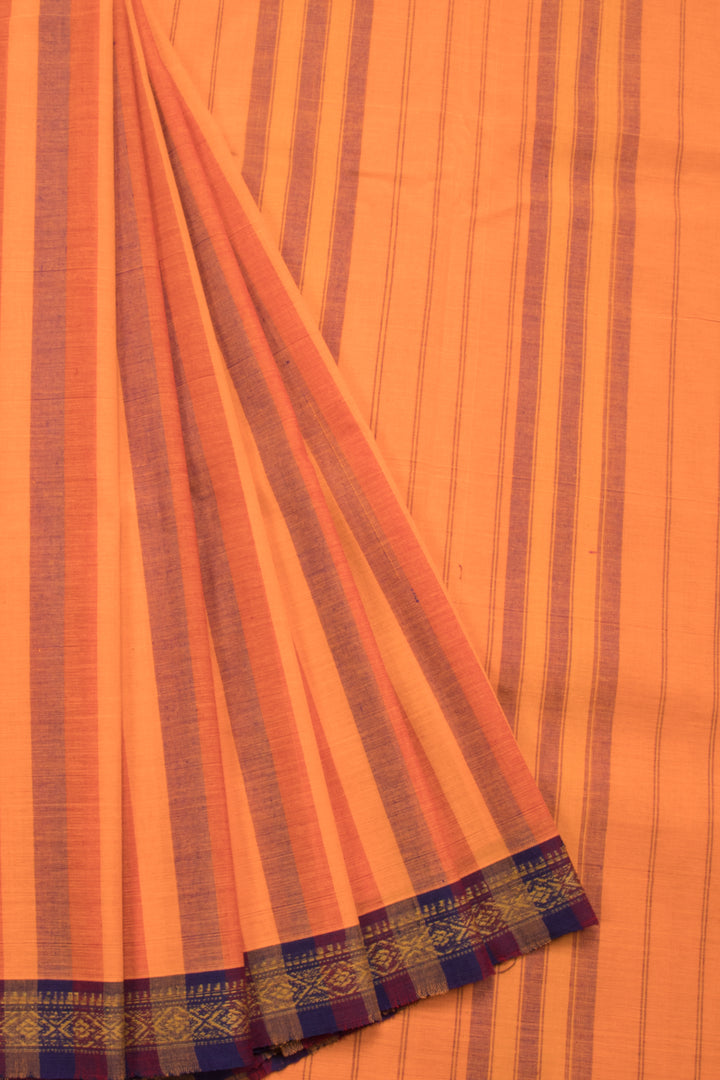 Orange Handloom Narayanpet Cotton Saree Without Blouse-Avishya