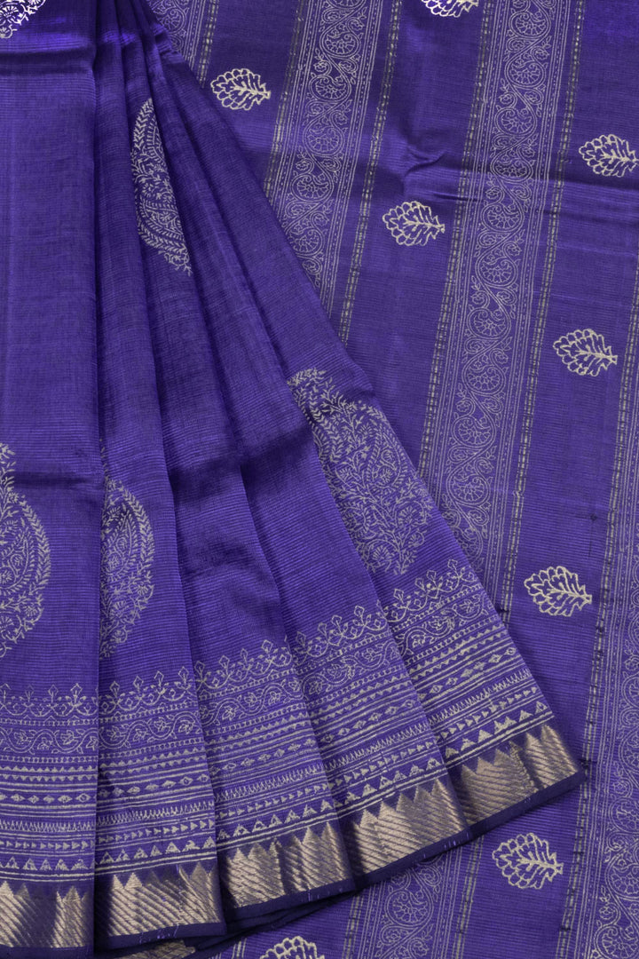 Purple Handloom Mangalgiri Silk Cotton Saree 10064481