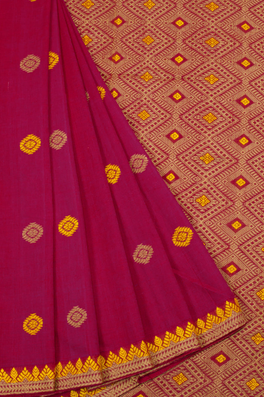 Rani Pink Handloom Assam Cotton Saree - Avishya