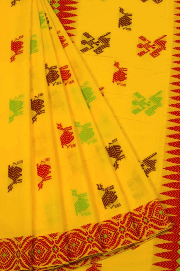 Yellow Handloom Assam Cotton Saree - Avishya