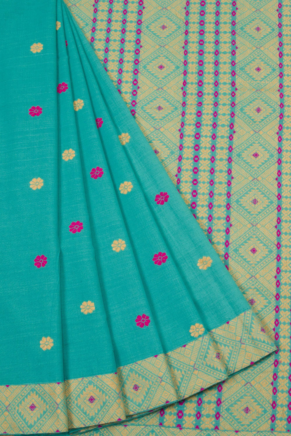 Sky Blue Handloom Assam Cotton Saree - Avishya