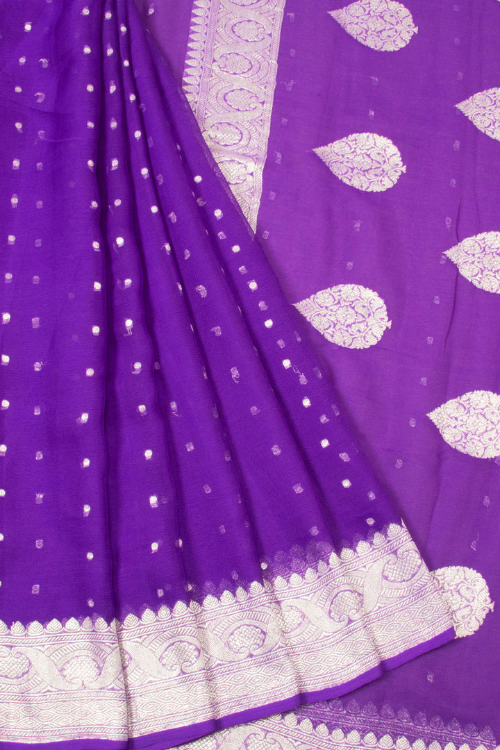 Purple Handloom Khaddi Banarasi Chiffon Saree - Avishya