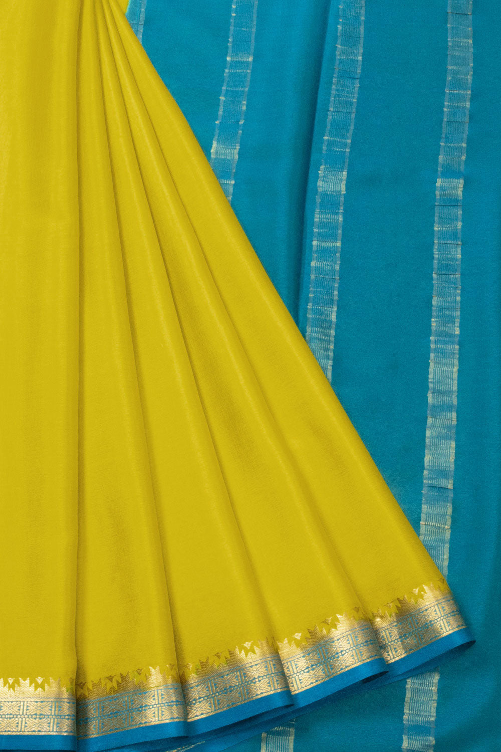 Sunny Yellow Mysore Crepe Silk Saree 10064629