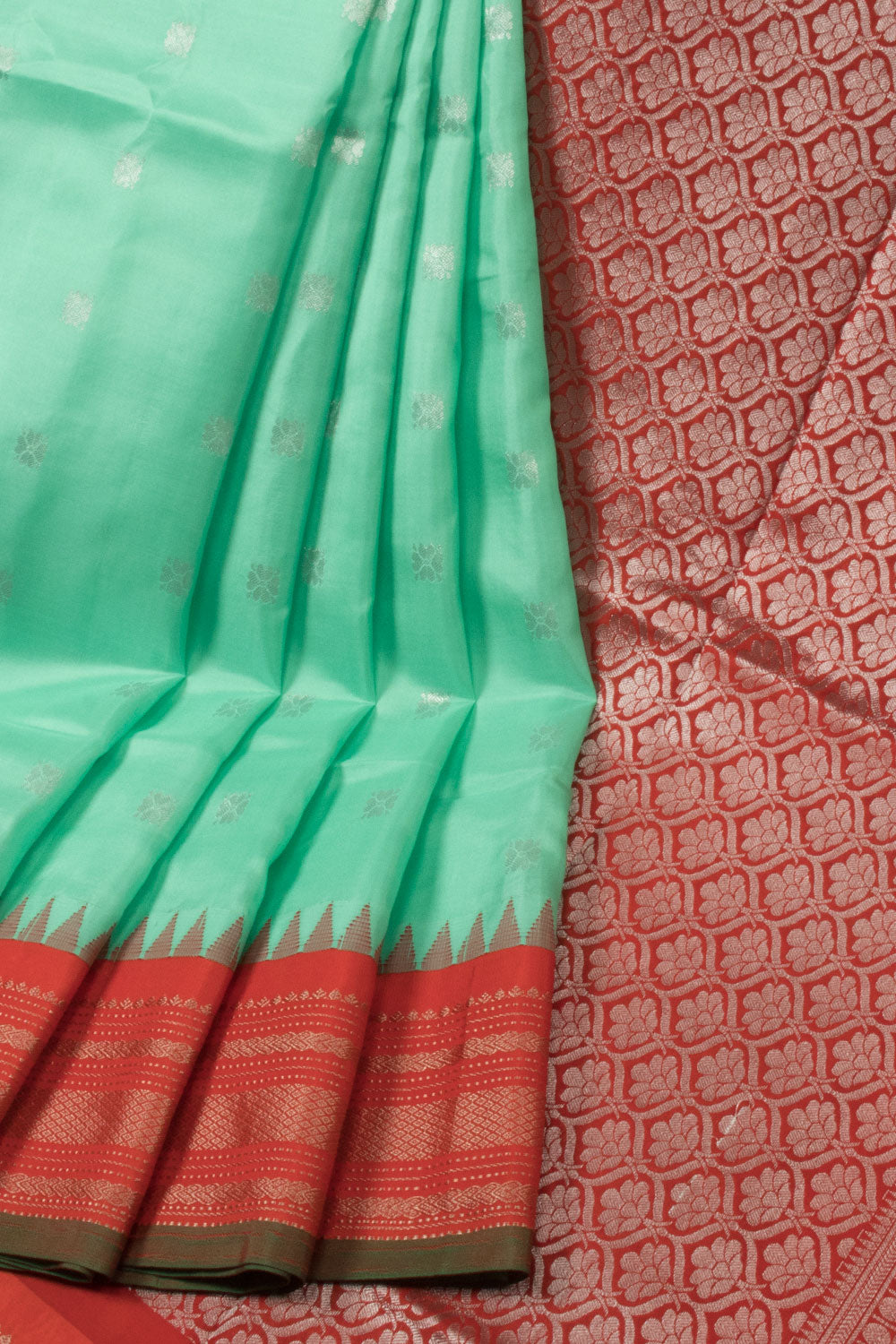 Mint Green Handloom Gadwal Kuttu Silk Saree - Avishya