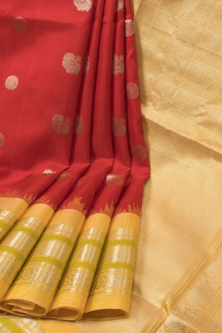 Red Handloom Gadwal Kuttu Silk Saree - Avishya