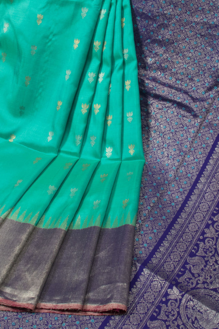 Sea Green Handloom Gadwal Kuttu Silk Saree - Avishya