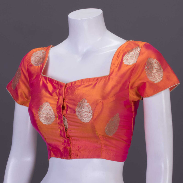 Orange Shot Pink Banarasi Silk Blouse