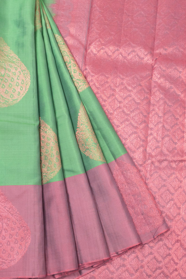 Teal Green Handloom Kanjivaram Soft Silk Saree 10065018