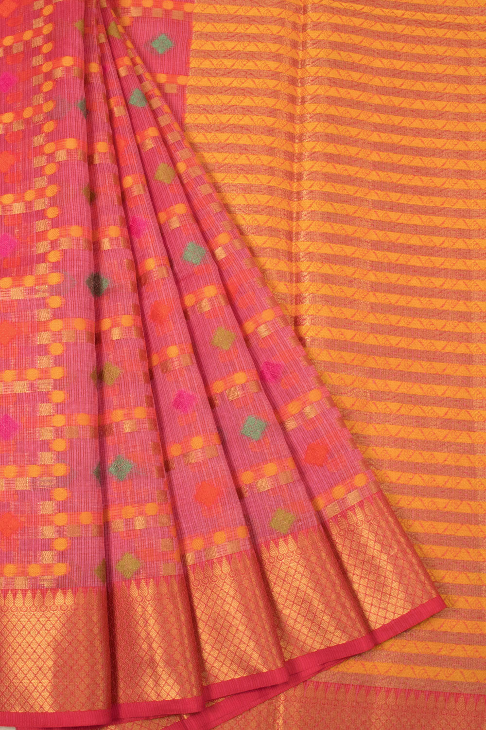 Pink Handloom Banarasi Cotton Saree - Avishya