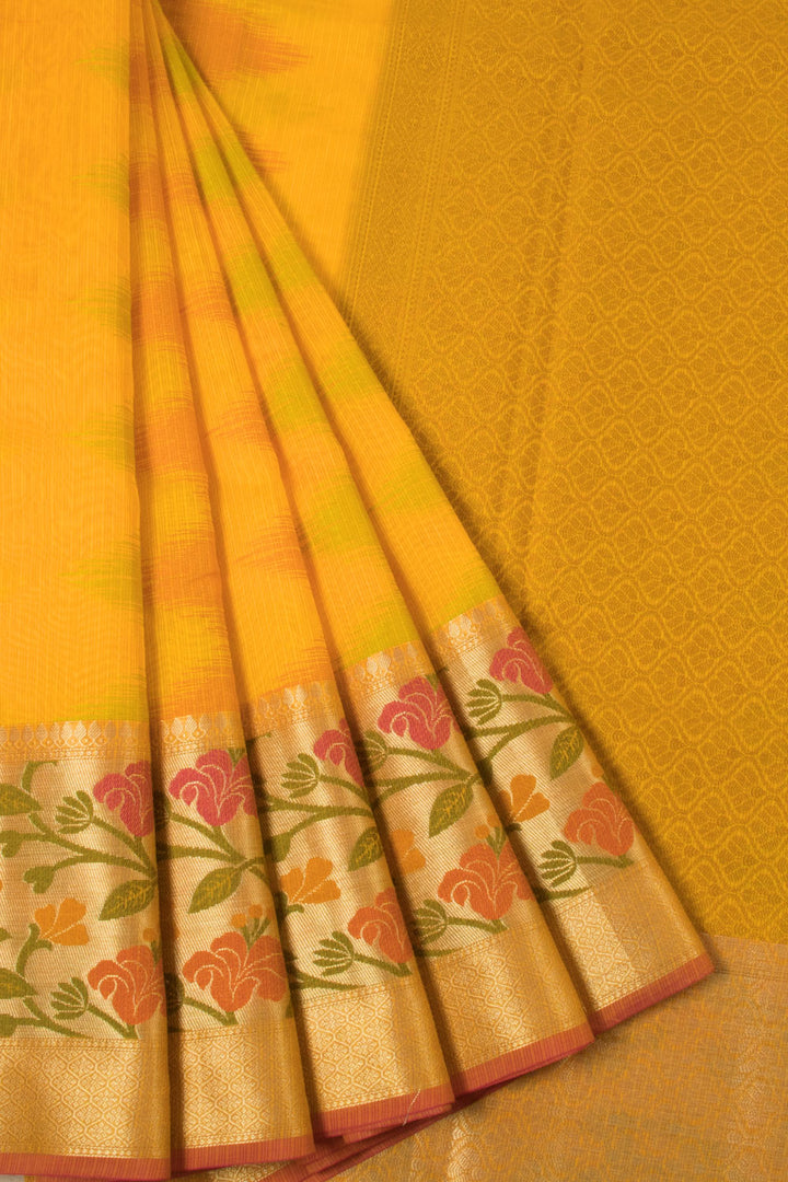 Yellow Handloom Banarasi Cotton Saree - Avishya